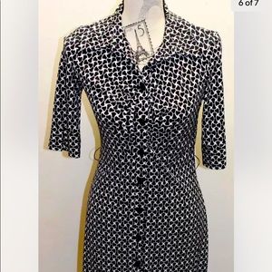 Laundry Shelley Segal Shirt Dress Black White Geometric 4 Short Sleeve